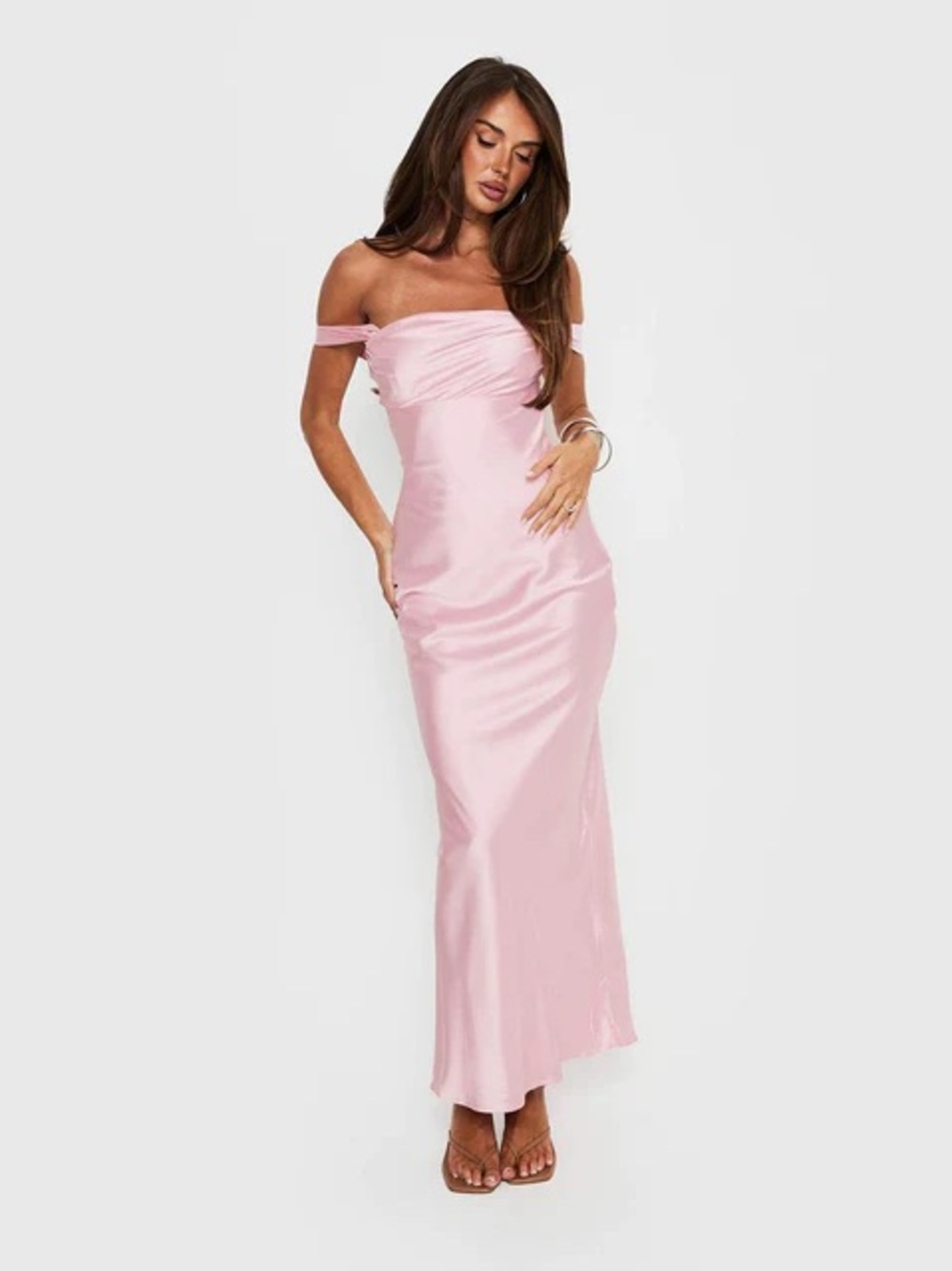 PRINCESS POLLY Azura Sleeveless Satin Maxi Dress in Pink 6